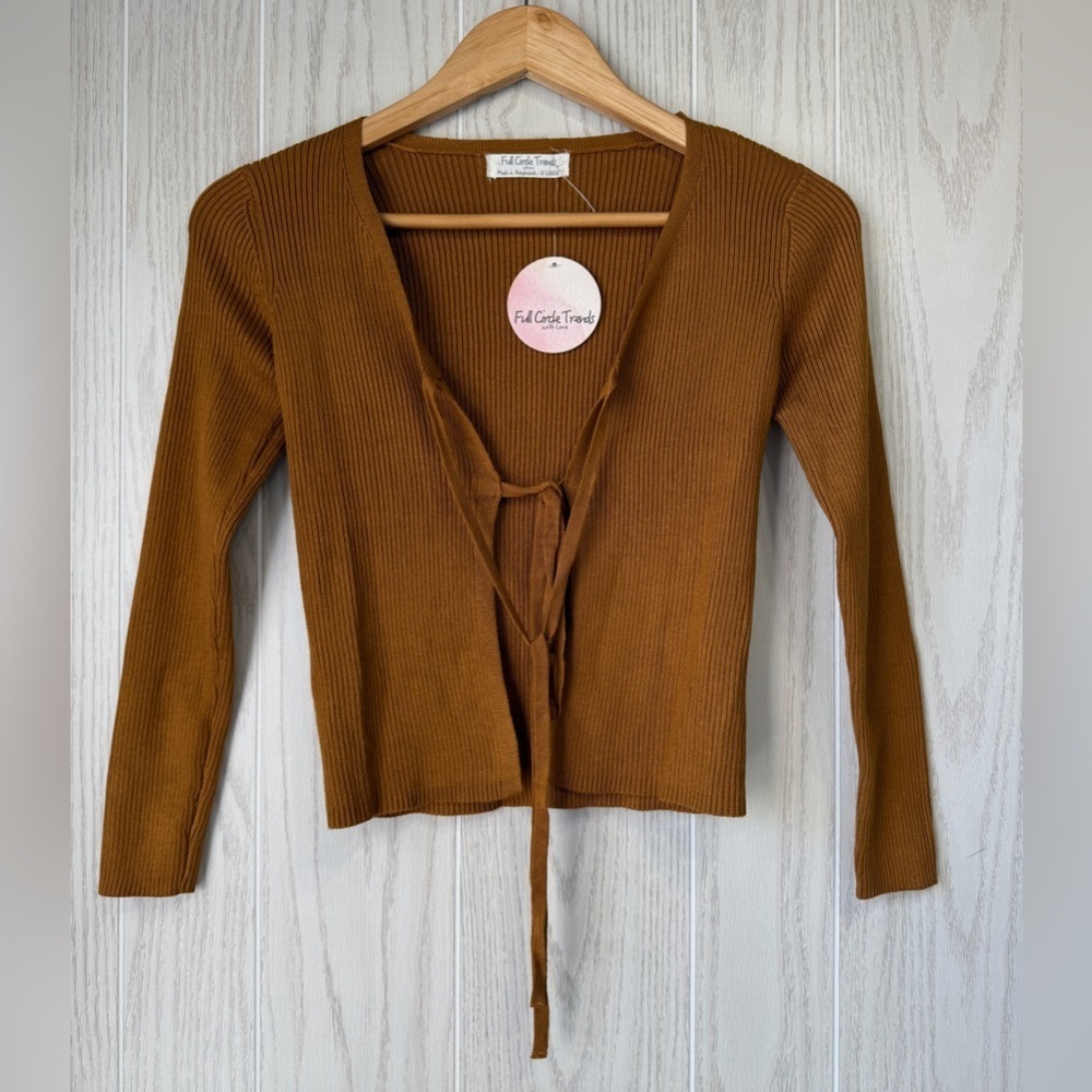 Full Circle Trends Ribbed Tie-Front Top